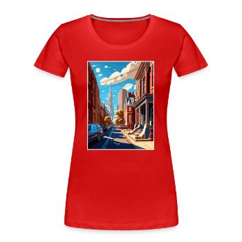 Philadelphia Pennsylvania Vintage Reiseposter - Frauen Premium Bio T-Shirt - Rot - Vorne - Mia (176cm)