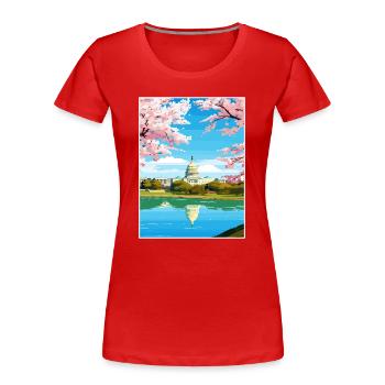 Washington Dc États-Unis Vintage affiche de voyage - T-shirt bio Premium Femme - rouge - Devant - Mia (176cm)