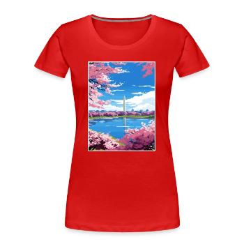 Washington Dc États-Unis Vintage affiche de voyage - T-shirt bio Premium Femme - rouge - Devant - Mia (176cm)