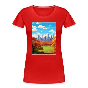 Central Park État de New York Vintage affiche de voyage - T-shirt bio Premium Femme - rouge - Devant - Mia (176cm)