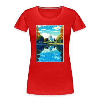 Washington Dc États-Unis Vintage affiche de voyage - T-shirt bio Premium Femme - rouge - Devant - Mia (176cm)