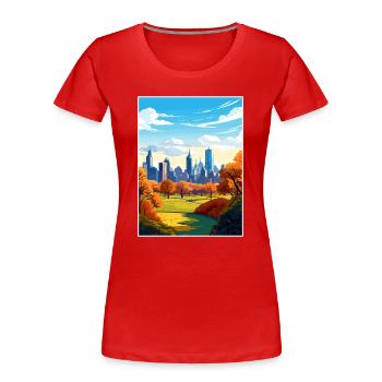 Central Park État de New York Vintage affiche de voyage - T-shirt bio Premium Femme - rouge - Devant - Mia (176cm)