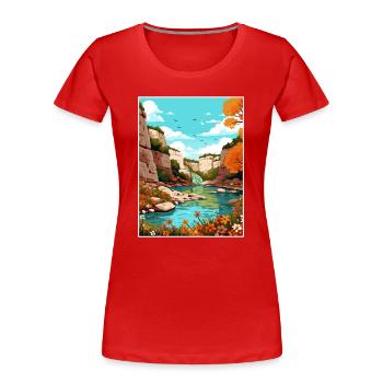 Parc d’État de la rivière Guadalupe Texas affiche de voyage - T-shirt bio Premium Femme - rouge - Devant - Mia (176cm)