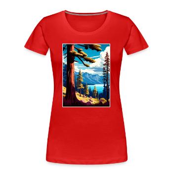Tahoe National Forest Kalifornien Reiseplakat - Frauen Premium Bio T-Shirt - Rot - Vorne - Mia (176cm)