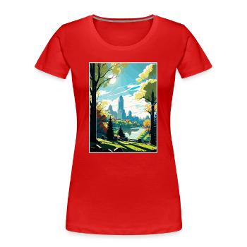 Central Park État de New York Vintage affiche de voyage - T-shirt bio Premium Femme - rouge - Devant - Mia (176cm)