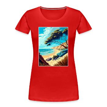 Carpinteria Bluffs Kalifornien Reiseposter - Frauen Premium Bio T-Shirt - Rot - Vorne - Mia (176cm)