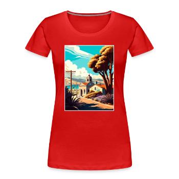 San Luis Obispo Californie Vintage affiche de voyage - T-shirt bio Premium Femme - rouge - Devant - Mia (176cm)