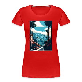 Hollywood California Hills Vintage affiche de voyage - T-shirt bio Premium Femme - rouge - Devant - Mia (176cm)