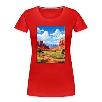 Capitol Reef National Park Vintage Reiseposter - Frauen Premium Bio T-Shirt - Rot - Vorne - Mia (176cm)