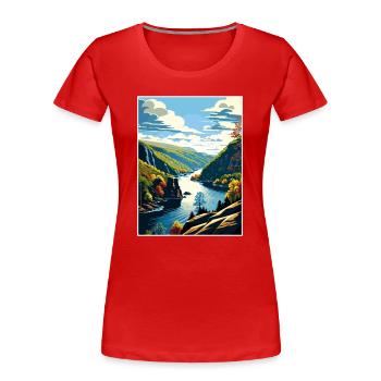 Delaware Water Gap Pennsylvania Reiseposter - Frauen Premium Bio T-Shirt - Rot - Vorne - Mia (176cm)
