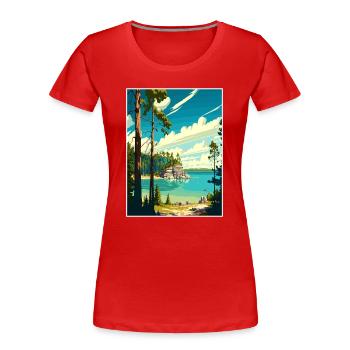 Affiche de voyage du parc d’État de la péninsule du Wisconsin - T-shirt bio Premium Femme - rouge - Devant - Mia (176cm)