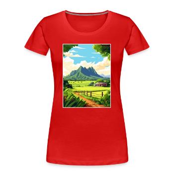 Kualoa Ranch Hawaii Vintage Reiseposter Souvenir - Frauen Premium Bio T-Shirt - Rot - Vorne - Mia (176cm)