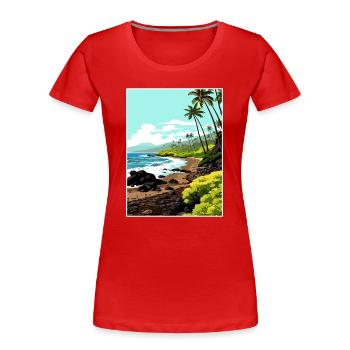 Waianapanapa Hawaii Vintage Reiseposter Souvenir - Frauen Premium Bio T-Shirt - Rot - Vorne - Mia (176cm)