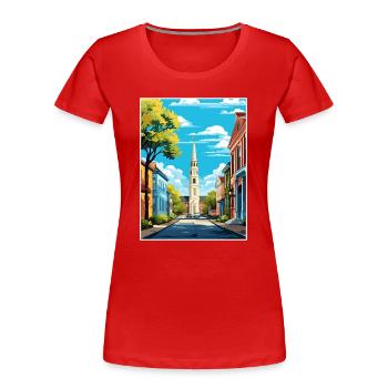 Charleston Carolina Vintage voyage affiche Souvenir - T-shirt bio Premium Femme - rouge - Devant - Mia (176cm)
