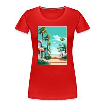 South Beach Texas Vintage Reiseposter Souvenir - Frauen Premium Bio T-Shirt - Rot - Vorne - Mia (176cm)