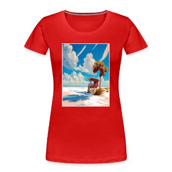 Siesta Key Florida Vintage Reiseposter Souvenir - Frauen Premium Bio T-Shirt - Rot - Vorne - Mia (176cm)