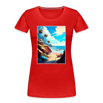 Malibu California Vintage Reiseposter Souvenir - Frauen Premium Bio T-Shirt - Rot - Vorne - Mia (176cm)