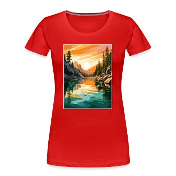 Lake Tahoe Nevada Vintage Reiseposter Souvenir - Frauen Premium Bio T-Shirt - Rot - Vorne - Mia (176cm)