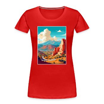 Colorado Springs Vintage Reiseposter Souvenir - Frauen Premium Bio T-Shirt - Rot - Vorne - Mia (176cm)