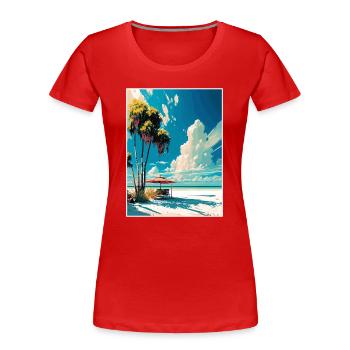 Siesta Key Florida Vintage Reiseposter Souvenir - Frauen Premium Bio T-Shirt - Rot - Vorne - Mia (176cm)
