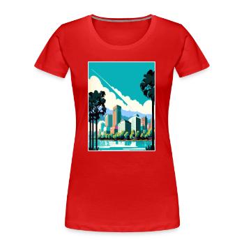 Oakland Kalifornien Vintage Reiseposter Souvenir - Frauen Premium Bio T-Shirt - Rot - Vorne - Mia (176cm)