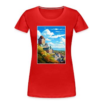 Quebec Kanada Vintage Reiseposter WPA Souvenir - Frauen Premium Bio T-Shirt - Rot - Vorne - Mia (176cm)
