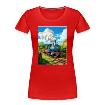 Puffing Billy Eisenbahn Vintage Reiseposter WPA - Frauen Premium Bio T-Shirt - Rot - Vorne - Mia (176cm)