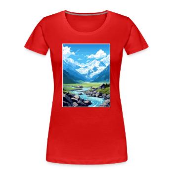 Fox Glacier Neuseeland Vintage Reiseposter WPA - Frauen Premium Bio T-Shirt - Rot - Vorne - Mia (176cm)