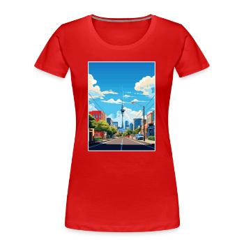 Auckland Neuseeland Neuseeland Vintage Reiseposter WPA - Frauen Premium Bio T-Shirt - Rot - Vorne - Mia (176cm)