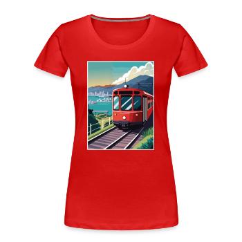 Wellington Nouvelle-Zélande Vintage voyage affiche WPA - T-shirt bio Premium Femme - rouge - Devant - Mia (176cm)
