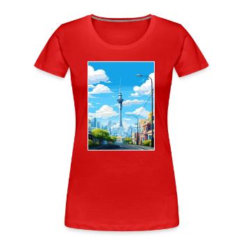 Auckland Neuseeland Neuseeland Vintage Reiseposter WPA - Frauen Premium Bio T-Shirt - Rot - Vorne - Mia (176cm)