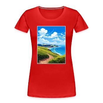 Péninsule de Coromandel Nouvelle-Zélande affiche de voyage - T-shirt bio Premium Femme - rouge - Devant - Mia (176cm)
