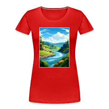 Tal der Giganten Baumwipfelpfade Reiseposter - Frauen Premium Bio T-Shirt - Rot - Vorne - Mia (176cm)