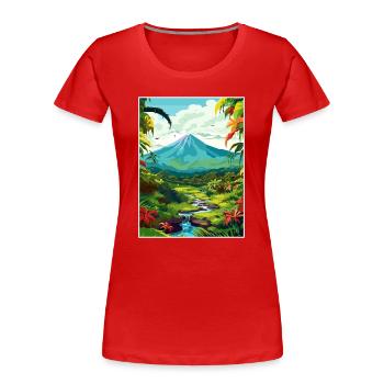 Costa Rica Vulkan Arenal Karibik Reiseposter - Frauen Premium Bio T-Shirt - Rot - Vorne - Mia (176cm)