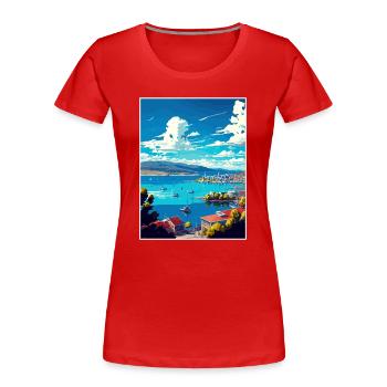 Hobart Australien Vintage Reiseposter Souvenir - Frauen Premium Bio T-Shirt - Rot - Vorne - Mia (176cm)