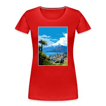 Nelson Neuseeland Vintage Reiseposter Souvenir - Frauen Premium Bio T-Shirt - Rot - Vorne - Mia (176cm)