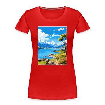 Wanaka Neuseeland Vintage Reiseposter Souvenir - Frauen Premium Bio T-Shirt - Rot - Vorne - Mia (176cm)