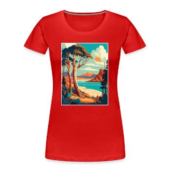 Tasmanien Australien Vintage Reiseposter Souvenir - Frauen Premium Bio T-Shirt - Rot - Vorne - Mia (176cm)