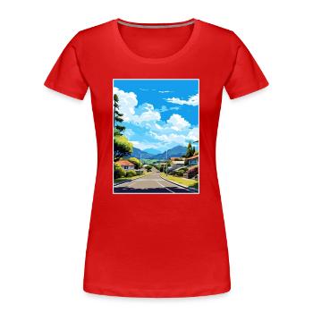 Rotorua Neuseeland Vintage Reiseposter Souvenir - Frauen Premium Bio T-Shirt - Rot - Vorne - Mia (176cm)