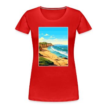 Valdes péninsule Argentine Vintage affiche de voyage - T-shirt bio Premium Femme - rouge - Devant - Mia (176cm)