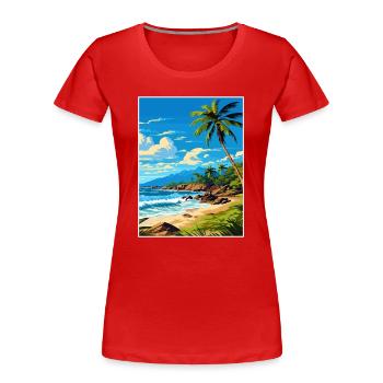 Us Jungferninseln Karibik Vintage Reiseposter - Frauen Premium Bio T-Shirt - Rot - Vorne - Mia (176cm)