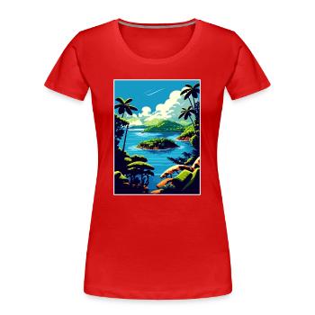 Dominikanische Republik Karibik Vintage Reiseposter - Frauen Premium Bio T-Shirt - Rot - Vorne - Mia (176cm)