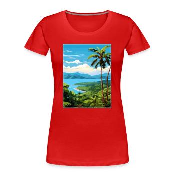 Péninsule de Nicoya Costa Rica Vintage Travel Poster - T-shirt bio Premium Femme - rouge - Devant - Mia (176cm)
