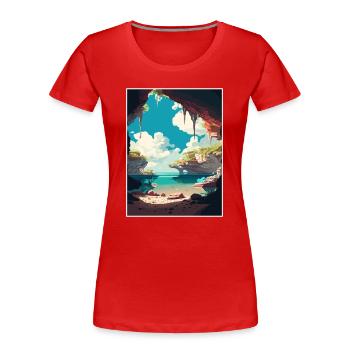 Affiche de voyage de décoration de la péninsule du Yucantan - T-shirt bio Premium Femme - rouge - Devant - Mia (176cm)
