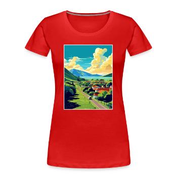 San Luis Argentine Vintage voyage affiche Souvenir - T-shirt bio Premium Femme - rouge - Devant - Mia (176cm)