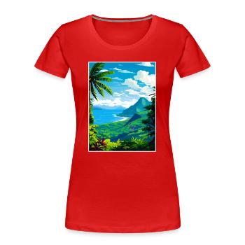 Sainte-Lucie Caraïbes Vintage voyage affiche WPA - T-shirt bio Premium Femme - rouge - Devant - Mia (176cm)
