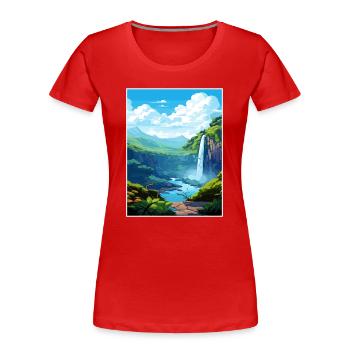 La Fortuna Wasserfall Vintage Reiseposter WPA Kunst - Frauen Premium Bio T-Shirt - Rot - Vorne - Mia (176cm)