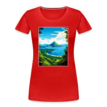 St. Lucia Karibik Vintage Reiseposter WPA - Frauen Premium Bio T-Shirt - Rot - Vorne - Mia (176cm)
