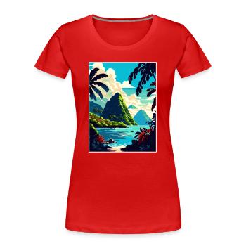 Sainte-Lucie Caraïbes Vintage voyage affiche WPA - T-shirt bio Premium Femme - rouge - Devant - Mia (176cm)