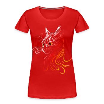 Chat à tête de chat - T-shirt bio Premium Femme - rouge - Devant - Mia (176cm)